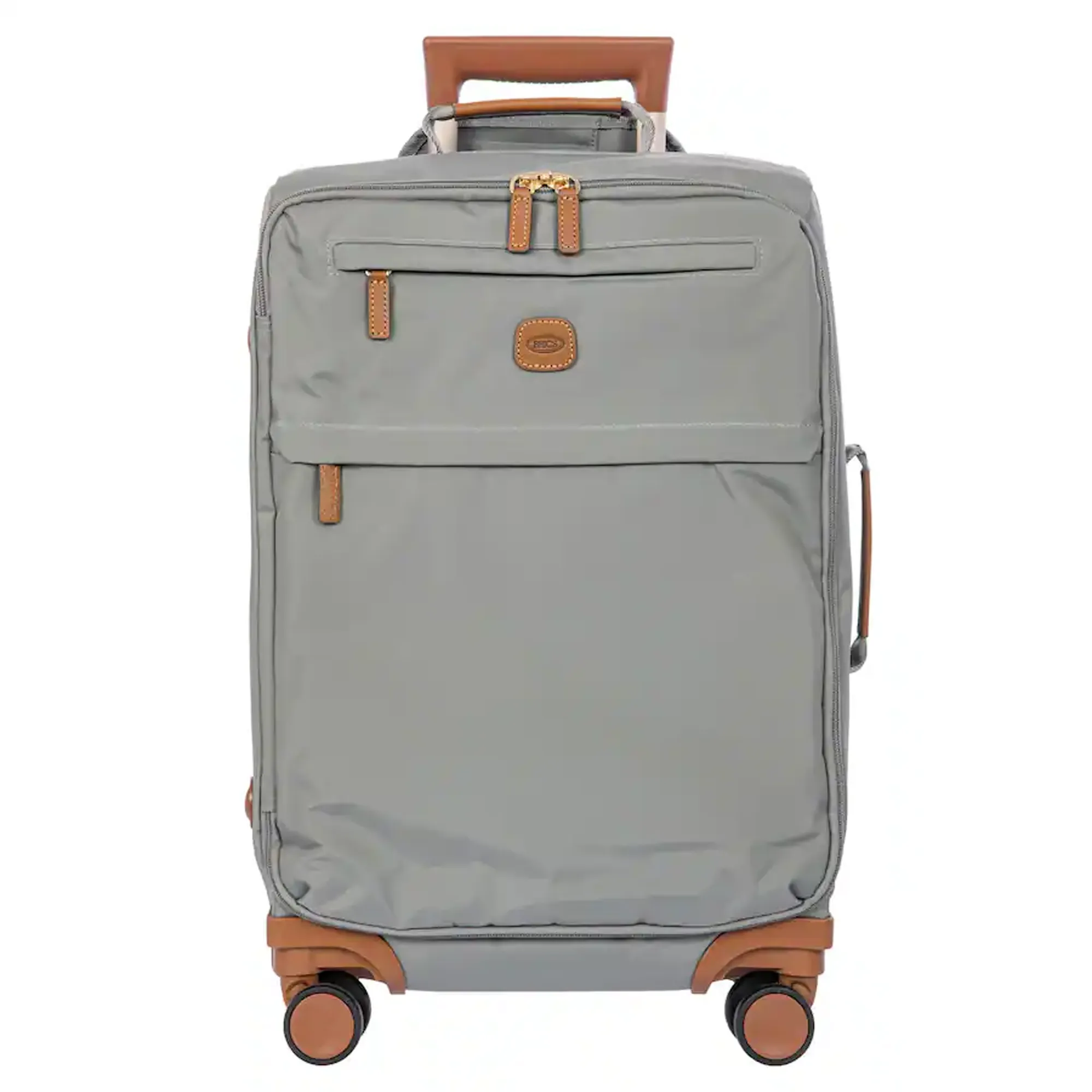BXL58117.517 2 Vali kéo màu xám xanh nhạt, vải mềm, viền và tay cầm màu nâu cognac – Balo – Vali – Đồ du lịch