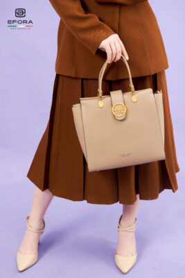 Túi xách nữ công sở satchel EFORA da thật màu be cao cấp