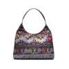 Túi hobo EFORA GO 2606 đen thổ cẩm họa tiết ngựa mặt trước