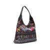 Túi hobo EFORA GO 2606 đen thổ cẩm góc nghiêng với quai đen